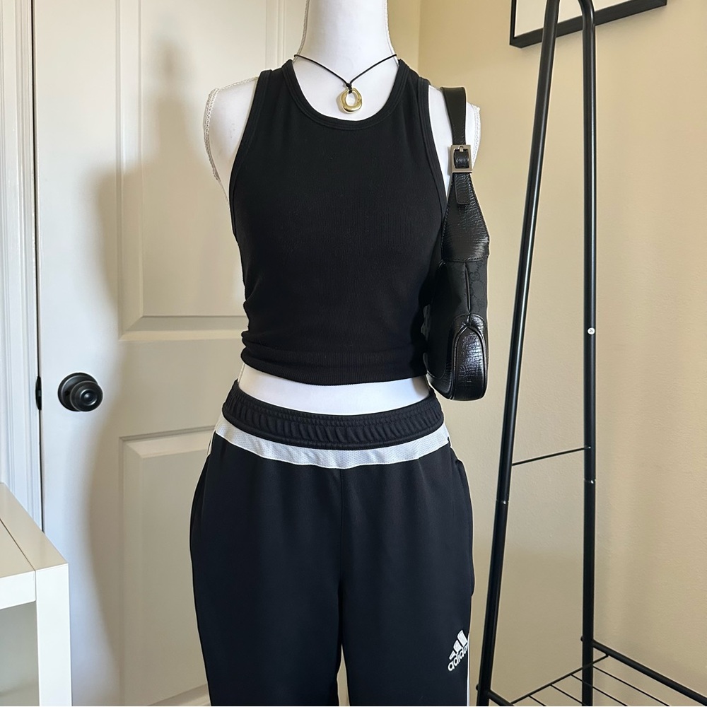 Adidas Black Pants with White Stripes